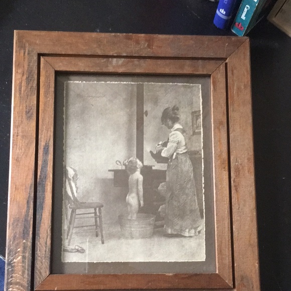 Picture with  original wood frame - Picture 1 of 8